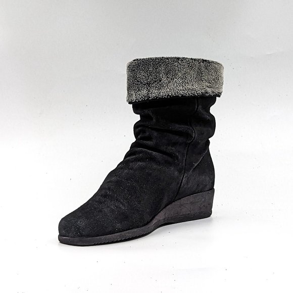 La Canadienne Women Wedge Black Fine Suede Mid Calf boots size 9 - Picture 8 of 11